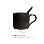 Nordic coffee shop frosted mug with spoon Tray Black coffee cup with wooden base Mark Drinkware mug Creative ceramic water