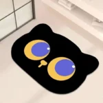 Cute Black Cat Shaped Quick-Dry Diatomaceous Earth Bath Mat Funny Cat Lovers Soft Diatom Mud Absorbent Floor Mat
