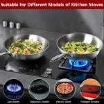 Tri-Ply 12.6 Inch Stainless Steel Wok Pan with Lid Stir-Frying Pan Induction Wok Dishwasher and Oven Safe Detachable Handle