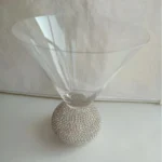 Elegant luxury crystal stemware diamond glass wine goblets on a table setting