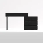 Italian minimalist dressing table with mirror and stool in black finish for bedroom