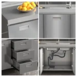 304 Stainless Steel Sideboard Kitchen Multi-door Cabinet Cupboard Dining Room Locke Kitchen Storage Adjustable Shelf Cabinet - Image 3