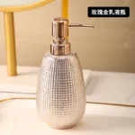Rose gold ceramic wash bathroom Accessories set hotel bathroom wash Soap set dish lotion bottle mouth wash cup Toothbrush