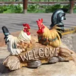 Creative Resin Rooster Hen Welcome Sign Decoration Items Home Livingroom Desk Sculpture Crafts Outdoor Garden Statue Accessories - Image 15