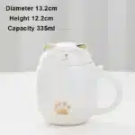Creative Cartoon Black/White Lucky Cat With Cover Filter Tea Water Separation Office Cup Household Gifts Personal Mug, 1Pc
