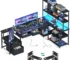 79 inch L Shaped Desk with 5 Drawers, Reversible L Shaped Gaming Desk with LED Light & 2 Power Outlets, Customized