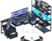 79 inch L Shaped Desk with 5 Drawers, Reversible L Shaped Gaming Desk with LED Light & 2 Power Outlets, Customized