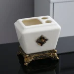 Vintage Court Metallic Ceramic Lotion Bottle Toothbrush Holder Mouthwash Cup Soap Dish Bathroom Accessories Household