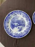 American country style winter snow scenery, glazed color steak, pasta, dinner plate, afternoon tea, coffee cup, plate – top