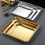 Golden Square Stainless Steel Food Service Tray plate set Nonstick Bakeware Fruit Cookie Bread Plate Kitchen Storage Container - Image 3