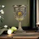 European Gemstone Rose Metal High Footed Wine Cup Wedding Toast Cup Household Wine Glass Holiday Gift – top view