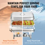 SucceBuy 8QT Rectangle Chafing Dish 2/4/6 Packs w/ Full Size Pans Buffet Catering Warmer Server Folding Stand Fuel Holder Tray - Image 5