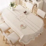 Oval dining tablecloth, washable waterproof oil-proof heat-resistant new luxury table cover for living room tea table – in a