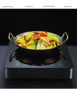 Commercial crayfish plate Flat bottom stewed rice pot Double ear frying pan hotpot 304 stainless steel Spanish seafood rice