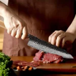 Damascus Steel Japanese Kitchen Knife, PRO Chef Knife, Handmade – styled in a modern Living setting