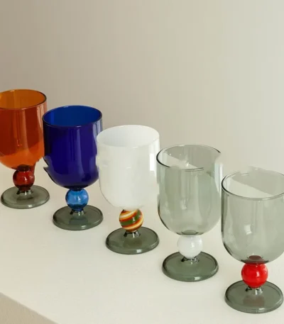 Colorful Glass Cup High Borosilicate Glass Goblet Wine Glass Red Wine Cocktail Glass Colored Glass Champagne Glass