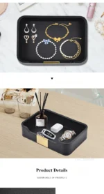 PU Leather Desk Organizer Tray for Key Wallet Electronics Storage box Office Desk Storage Organizer Watch Glasses Display