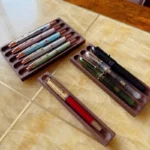 For JINHAO MAJOHN HONGDIAN Bamboo Fountain Pen Holder Desktop Display Rack Wooden Pen Stand Office School Supplies