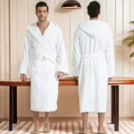 Cotton Hooded Bathrobe Men 100%Long Terry Towel Big and Tall Towel Bathrobe Male Terry Cloth Bath Robe Sleeping Dressing