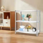 Goldoma stainless steel prep table with 3 tiers in a modern kitchen