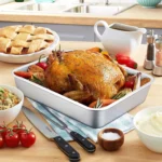 Thickened Stainless Steel Deep Pan Multifunction Roast Chicken Salad Cake Cookie Bakeware for Brownie Bread Meat Baking Pan