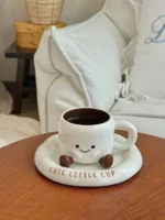 Creative Footprint Ceramic Coffee Cup & Saucer, Hot Sale Aesthetic Mug, Cute Drinkware for Living Room & Home