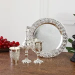4pcs Set,Kiddush Wine Glass Cup and Tray,Havdalah Candle Holder,Besamim Spice Box Suitable for The End of The Sabbath