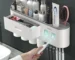 Magnetic Toothbrush Holder Storage Rack Automatic Toothpaste Dispenser Wall-Mounted Waterproof Bathroom Storage Accessories