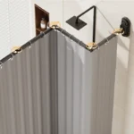 Folding Rod Shower Curtain Set No Drill Sucker Invisible Shower Partition Bathroom Dry-wet Separation Waterproof Retractable