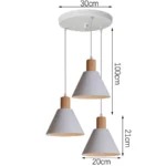 Modern Minimalist E27 Pendant Lights Bar Cafe Restaurant Home Decor Wood Aluminum Hanging Lamp 3-Heads White Lighting