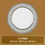 Creative Round Plaid Western Dinner Plate Exquisite Bone China Cooking Plate Modern Hotel Restaurant Tableware Kitchen