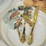 European ceramic western dinner plate, jungle set, steak plate, Coffee cup, afternoon , personalized gift set – top view
