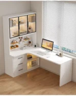 L Shaped Bookcase Integrated Computer Desk Corner Student Bedroom Home Simple Office Writing Desktop E-sports Computer Table