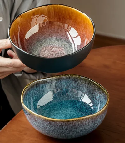 6.5-inch Special-Shaped Noodle Bowl, Ceramic, High-End Restaurant Specialty Tableware, Yunmeng Kiln Ceramic Fruit Bowl