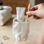 Rock Shape Mouthwash Mug Ceramic Toothbrush Cup Storage Tray Portable Travel Toothbrush Mug Vanity Sink Bathroom Accessories