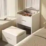 Compact LED Makeup Vanity Desk with Stool and Mirror – close-up detail