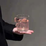 320ML Pink Bow Tie Princess Glass Juice Cup Cute Bow Tie Mug Glass Cup Christmas Gift Transparent Creative Milk Coffee Water