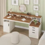 65 Inch Computer Desk with 3 Drawers & Storage Shelves, Executive Desk with File Drawer & Cabinet, Home Office Desk,