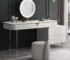 Goldoma modern vanity table with mirror and stool in a bright bedroom