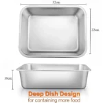 Thickened Stainless Steel Deep Pan Multifunction Roast Chicken Salad Cake Cookie Bakeware for Brownie Bread Meat Baking Pan
