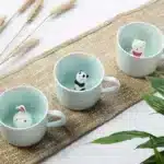 Creative Ceramic Coffee Mug with Lid and Spoon Cute Cartoon Three-dimensional Kawaii Animal Milk Cup Couple Gift Water Cup