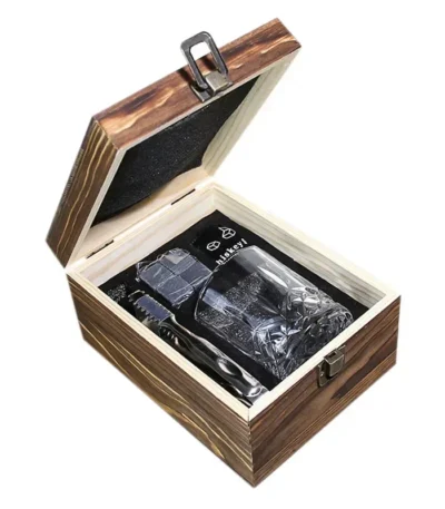 whiskey glass cup with ice stone and wooden gift box Old Fashioned Cocktail Glass Tumbler Drinkware Glasses for Whiskey Vodka