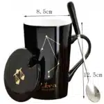 12 Constellations 420 Ml Ceramic Mugs Creative Mugs With Spoon Lid Black Mug New Bone China Coffee Cup Drinkware Couples
