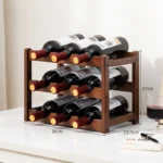 Wine Bottle Display Stand, 4 Tier Wooden Free Standing Wine Rack, Retro Minimalist Wine Storage Organizer Shelves for Home Decor - Image 8
