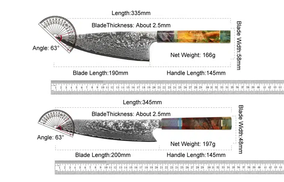 AMBER Kitchen Knife Set VG10 Damascus Steel Chef Knife Kitchen Accessories Professional Chef knives Cooking Tools Wood Handle