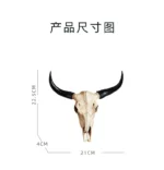 Creative 3D Longhorn Cow Skull Head Ornament Wall Hanging Resin Animal Statue Crafts Home Office Decor Retro Bull Skull