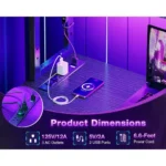 53 Inch L Shaped Gaming Desk with LED Lighting, Reversible Desk with Power Outlets, Customized – base detail
