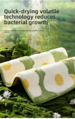 Square Floral Bath Mat, Ultra Plush Absorbent Bathroom Rug, Non-Slip Backing & Soft Touch Surface, Floor Mats for Bathroom Decor - Image 21