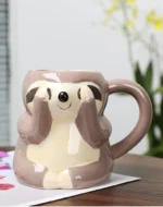 Breakfast milk cup Creative sloth shaped mug Cute cartoon ceramic cup Ceramic office mug Kitchen utensils and supplies