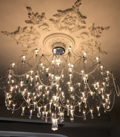 New Stainless Steel Crystal Ceiling Chandelier Led Lamps Living Room Personalized Firefly Shape Restaurant Villa Lights